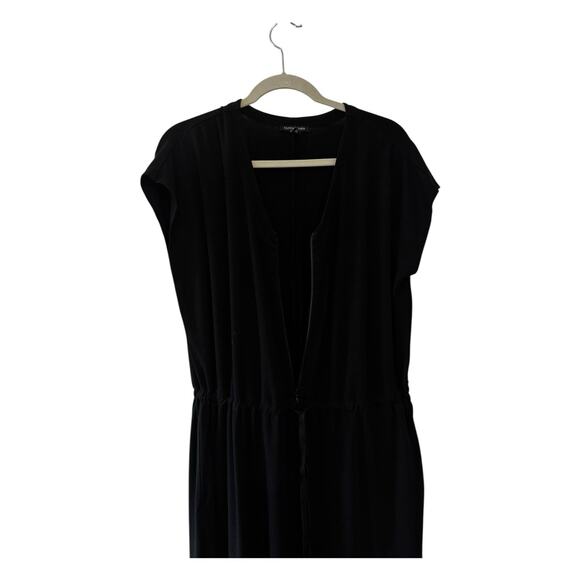 Eileen Fisher Jumpsuit M Black Women's Romper Cropped‎ Short Sleeve V Neck - Picture 8 of 9